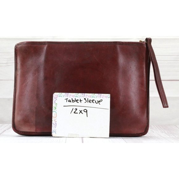 Vintage Coach Maroon Leather Tablet Sleeve Purse Wristlet Bag - Picture 8 of 8